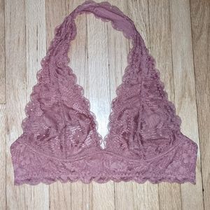 Free People Galloon Lace Halter Bra / Rose